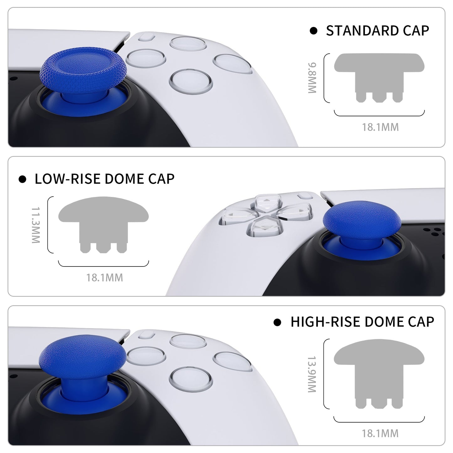 EDGE Sticks Replacement Interchangeable Thumbsticks for PS5 & PS4 All Model Controllers - Blue eXtremeRate