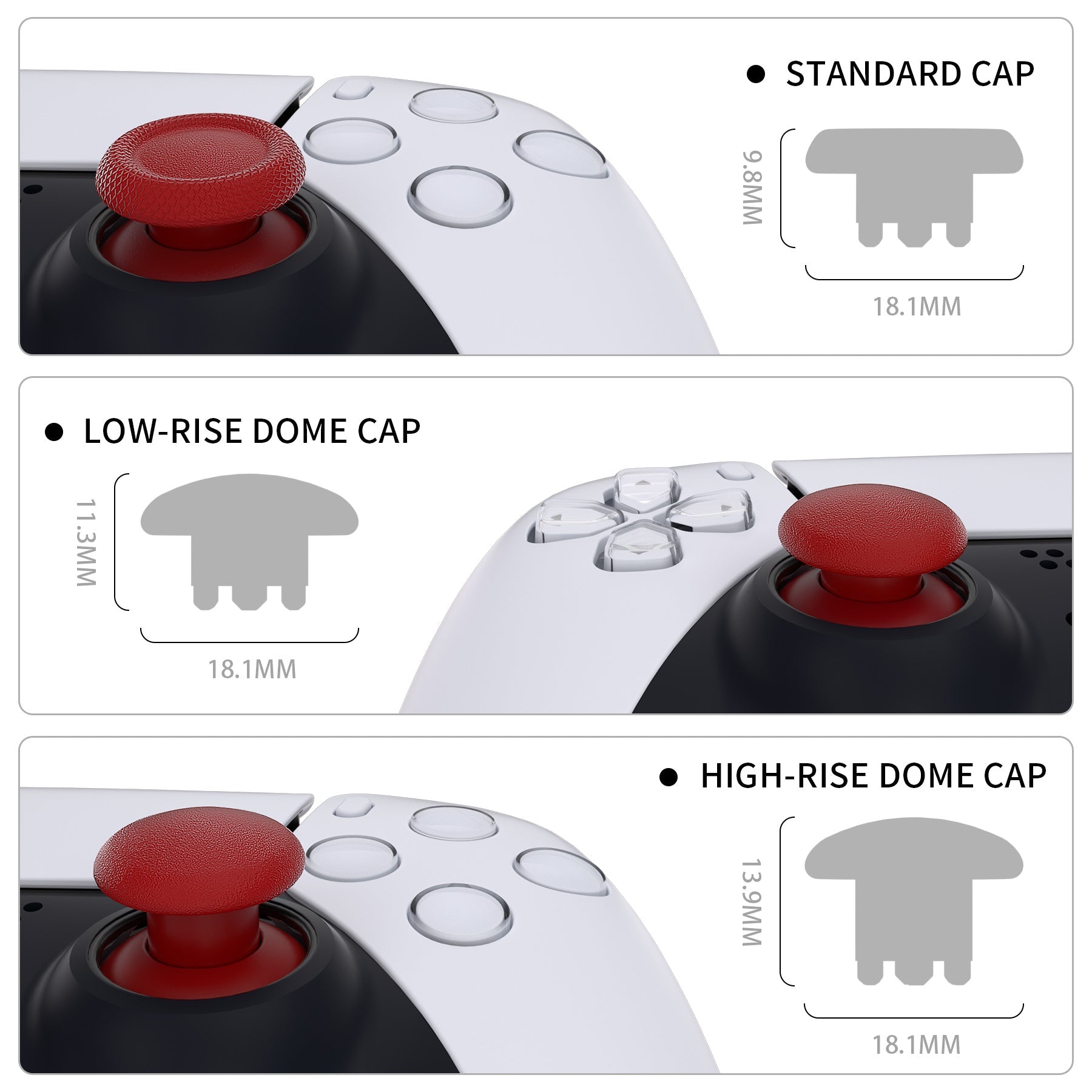 EDGE Sticks Replacement Interchangeable Thumbsticks for PS5 & PS4 All Model Controllers - Carmine Red eXtremeRate