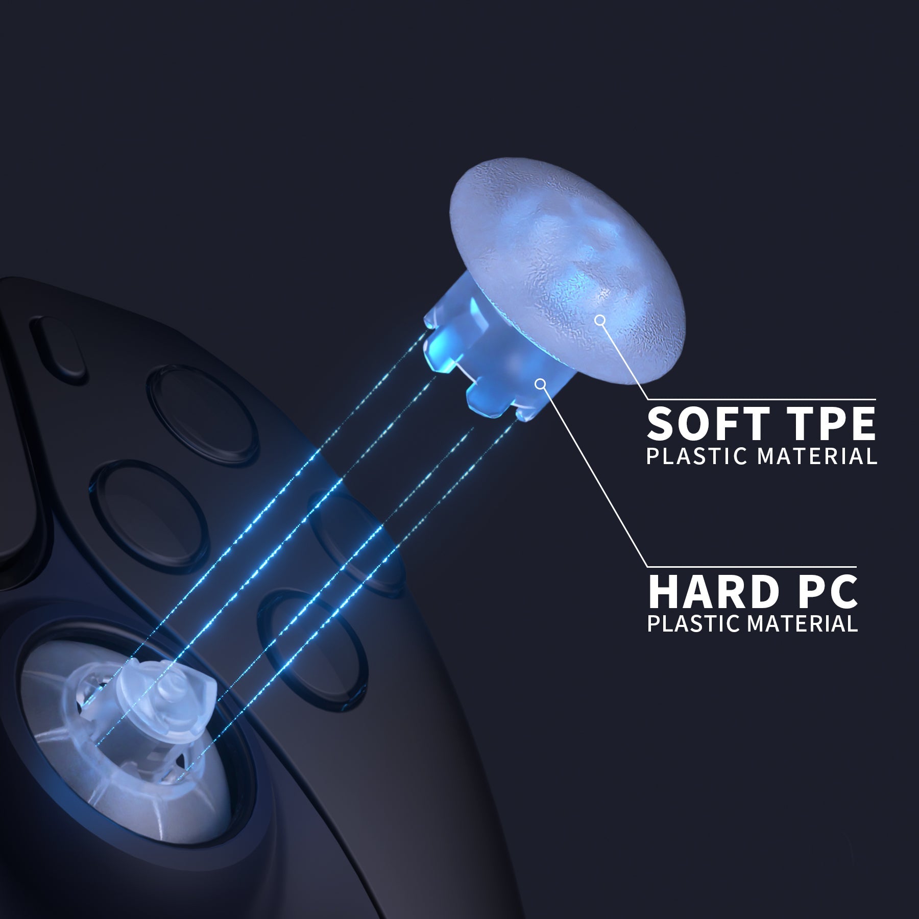 EDGE Sticks Replacement Interchangeable Thumbsticks for PS5 & PS4 All Model Controllers - Clear eXtremeRate