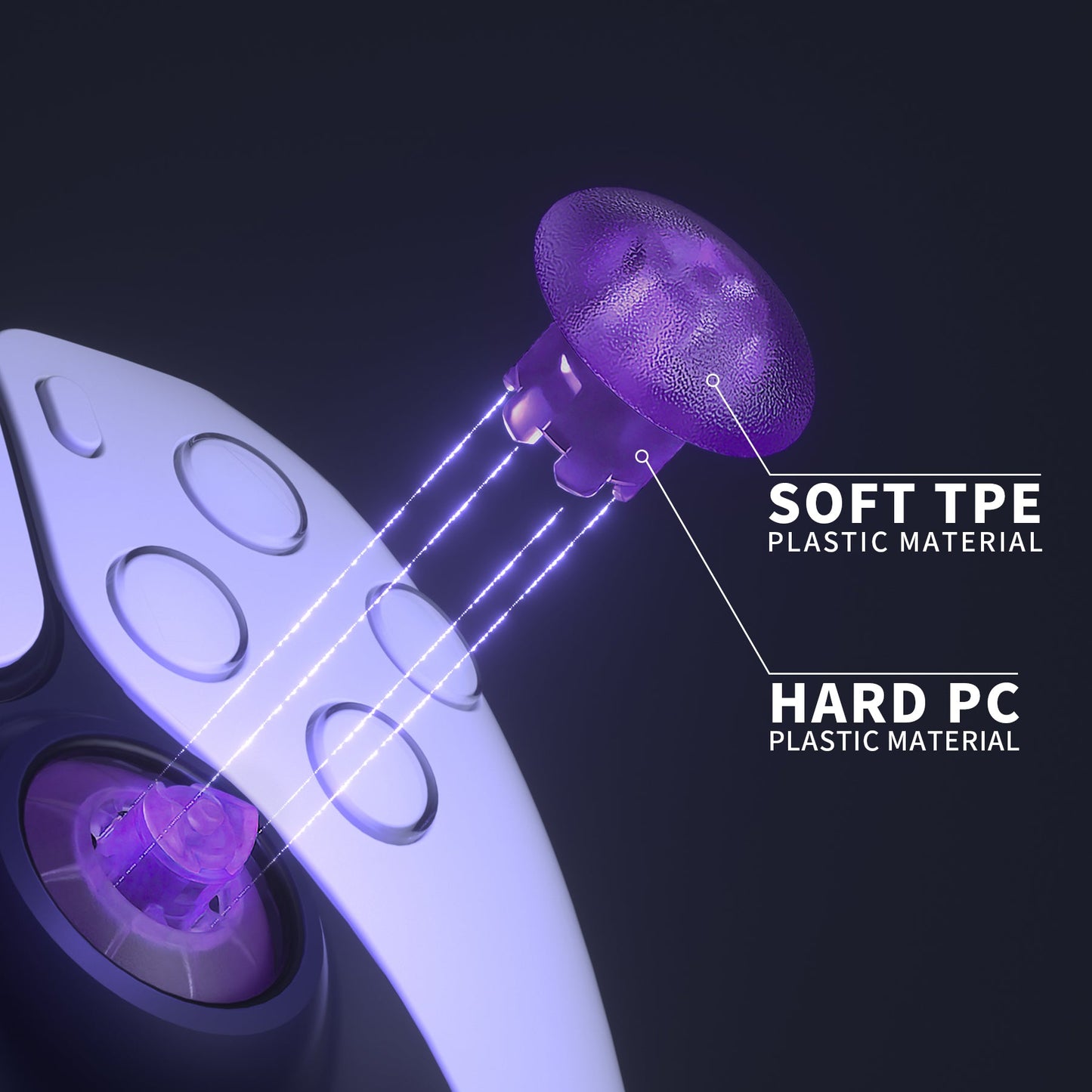 EDGE Sticks Replacement Interchangeable Thumbsticks for PS5 & PS4 All Model Controllers - Clear Atomic Purple eXtremeRate