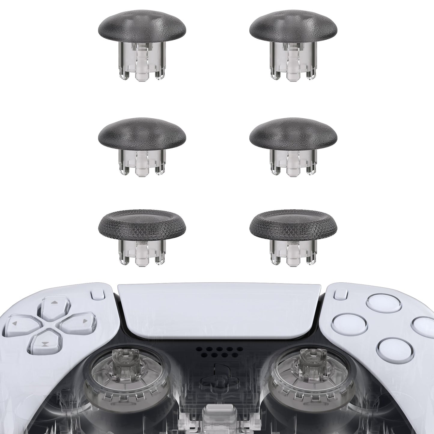 EDGE Sticks Replacement Interchangeable Thumbsticks for PS5 & PS4 All Model Controllers - Clear Black eXtremeRate