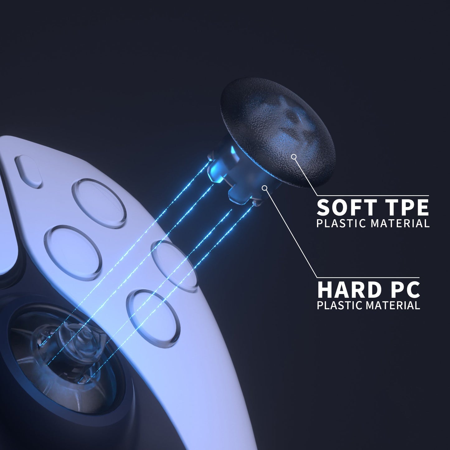 EDGE Sticks Replacement Interchangeable Thumbsticks for PS5 & PS4 All Model Controllers - Clear Black eXtremeRate