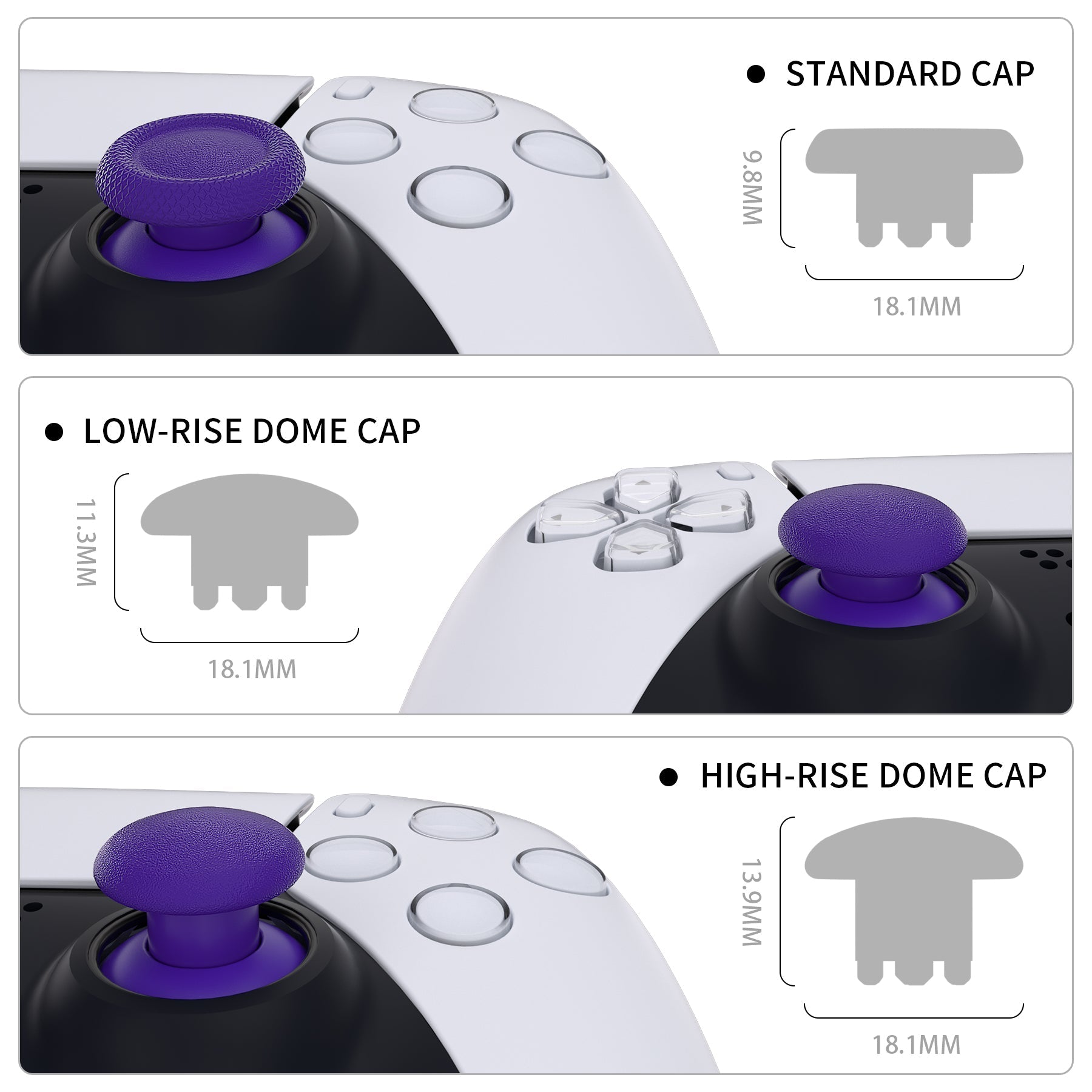 EDGE Sticks Replacement Interchangeable Thumbsticks for PS5 & PS4 All Model Controllers - Purple eXtremeRate