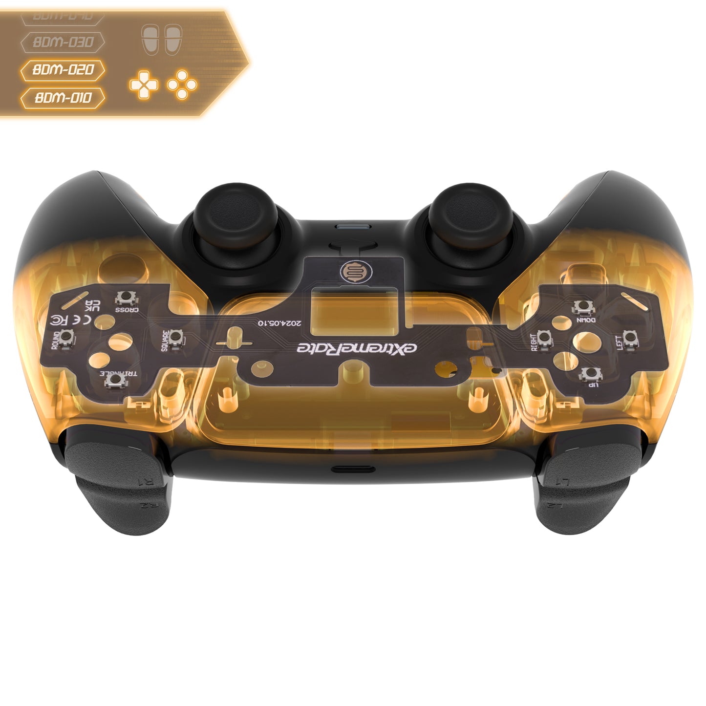 eXtremeRate PS5コントローラーBDM-010 & BDM-020対応用フェイスクリックキットキット、PS5コントローラーに対応用カスタム硬質シリコンタクタイルスイッチDパッドアクションボタン