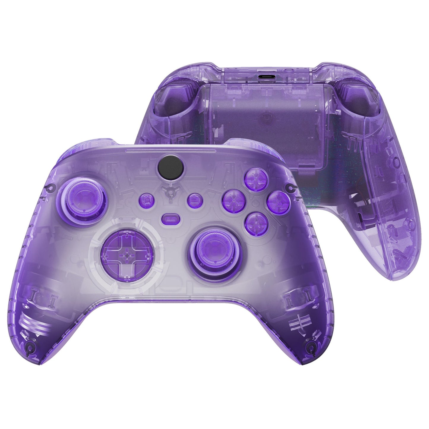 eXtremeRate Full Set Housing Shell Case with Buttons for Xbox Series X & S Controller - Clear Atomic Purple eXtremeRate