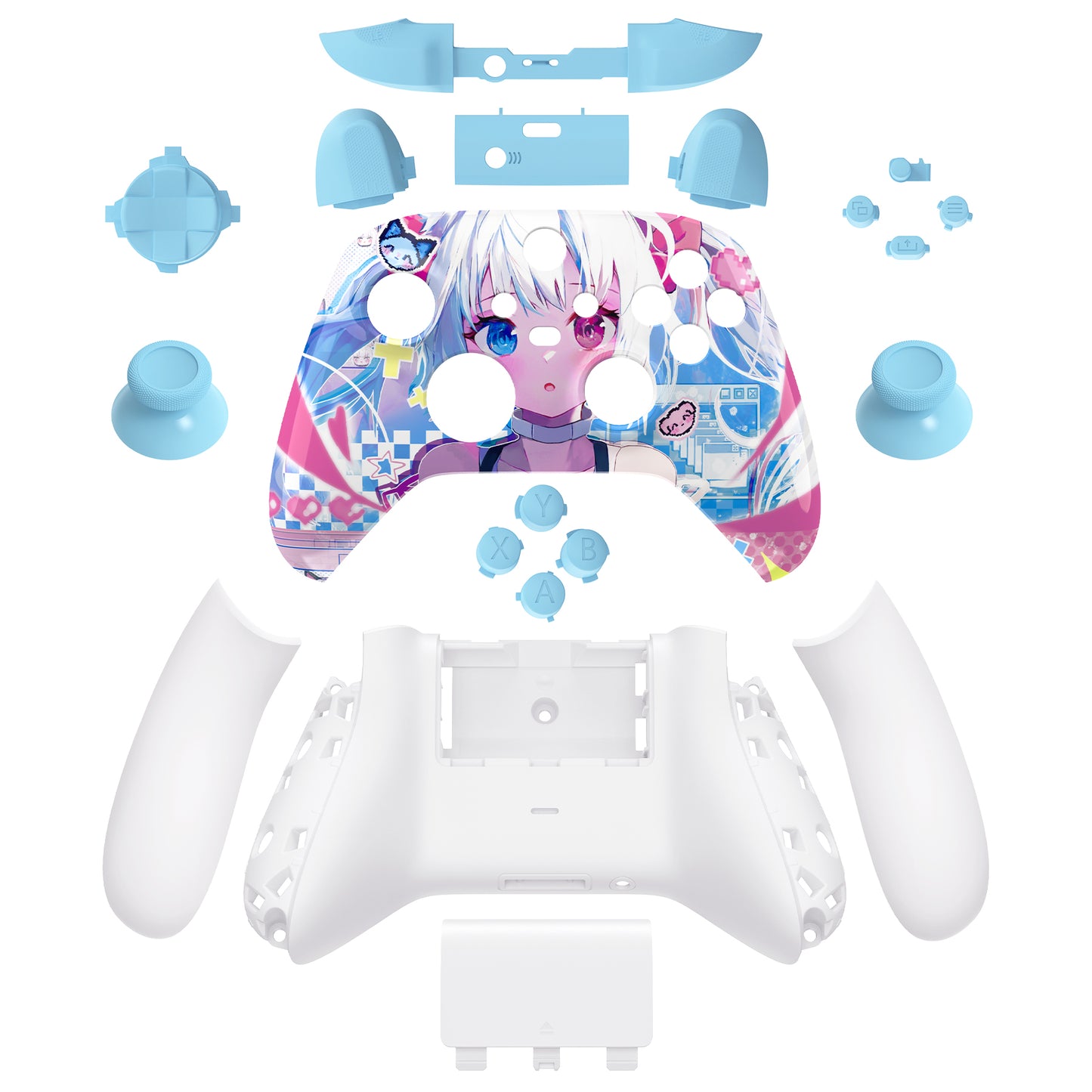 eXtremeRate Xbox Series X&Sコントローラー用フルセットハウジングシェルケース＆ボタン【ミウ】