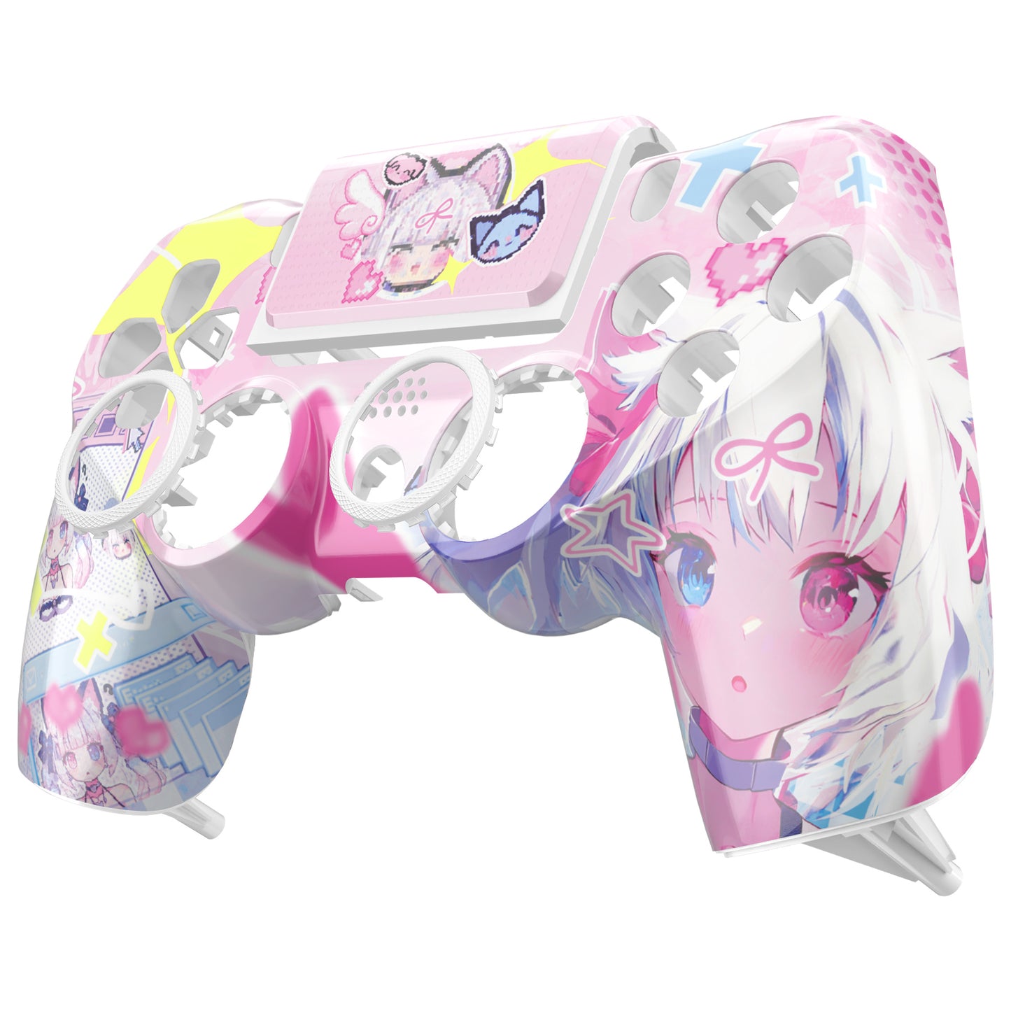 eXtremeRate PS4 Slim ProコントローラーJDM-040/050/055対応Ghost再設計フロントハウジングシェルタッチパッド付き【ミウ】