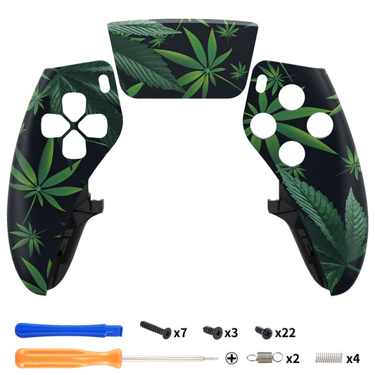 eXtremeRate Replacement Left Right Front Housing Shell with Touchpad Compatible with PS5 Edge Controller - Green Weeds eXtremeRate