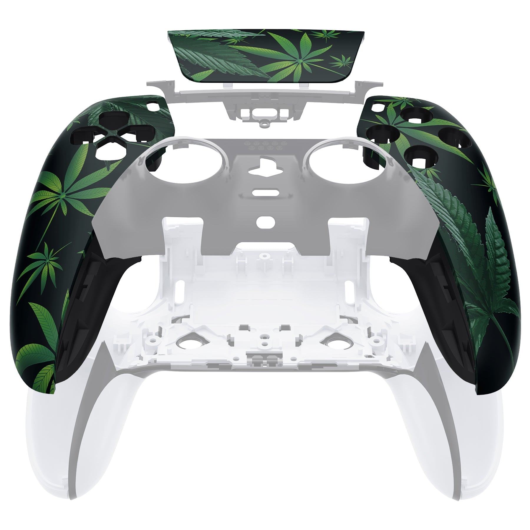 eXtremeRate Replacement Left Right Front Housing Shell with Touchpad Compatible with PS5 Edge Controller - Green Weeds eXtremeRate