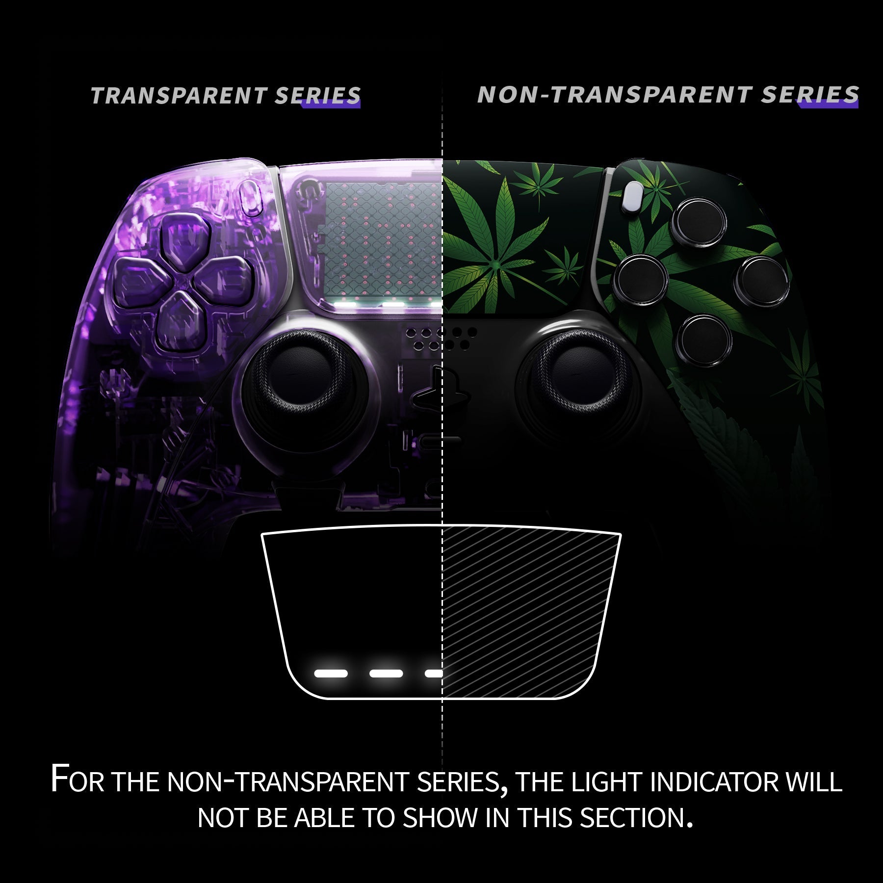 eXtremeRate Replacement Left Right Front Housing Shell with Touchpad Compatible with PS5 Edge Controller - Green Weeds eXtremeRate