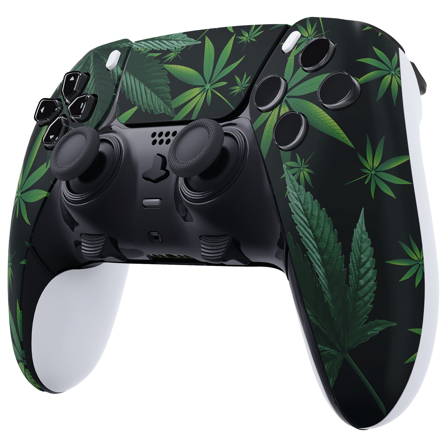 eXtremeRate Replacement Left Right Front Housing Shell with Touchpad Compatible with PS5 Edge Controller - Green Weeds eXtremeRate