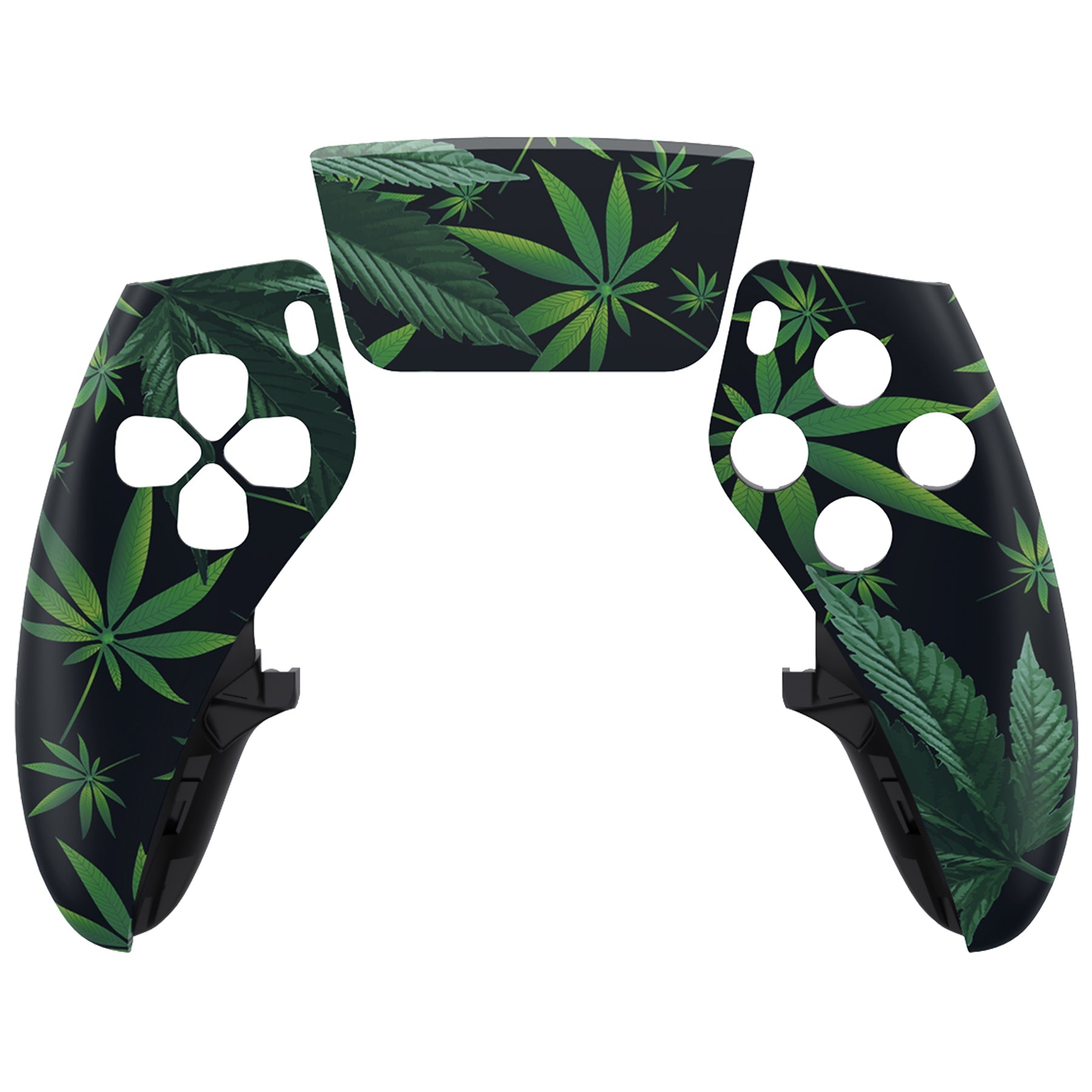 eXtremeRate Replacement Left Right Front Housing Shell with Touchpad Compatible with PS5 Edge Controller - Green Weeds eXtremeRate