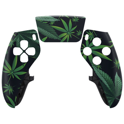 eXtremeRate Replacement Left Right Front Housing Shell with Touchpad Compatible with PS5 Edge Controller - Green Weeds eXtremeRate