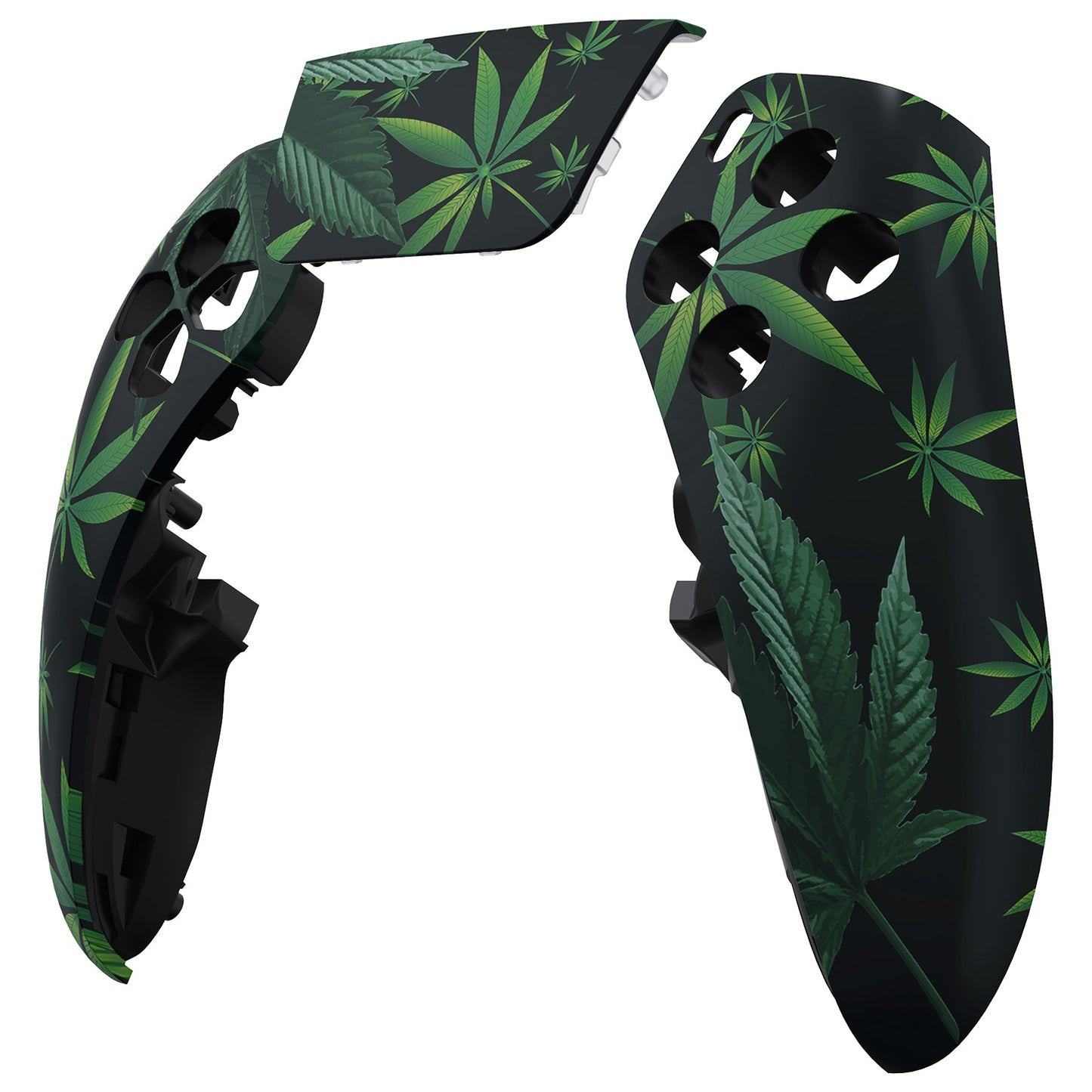 eXtremeRate Replacement Left Right Front Housing Shell with Touchpad Compatible with PS5 Edge Controller - Green Weeds eXtremeRate