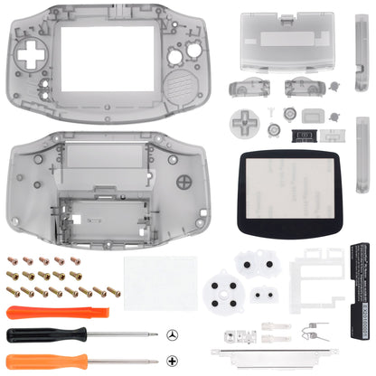 eXtremeRate IPS対応アップグレード版ゲームボーイアドバンス（GBA）用交換フルセットシェル＆ボタン、IPSおよび標準LCD両方に対応【クリアブラック】