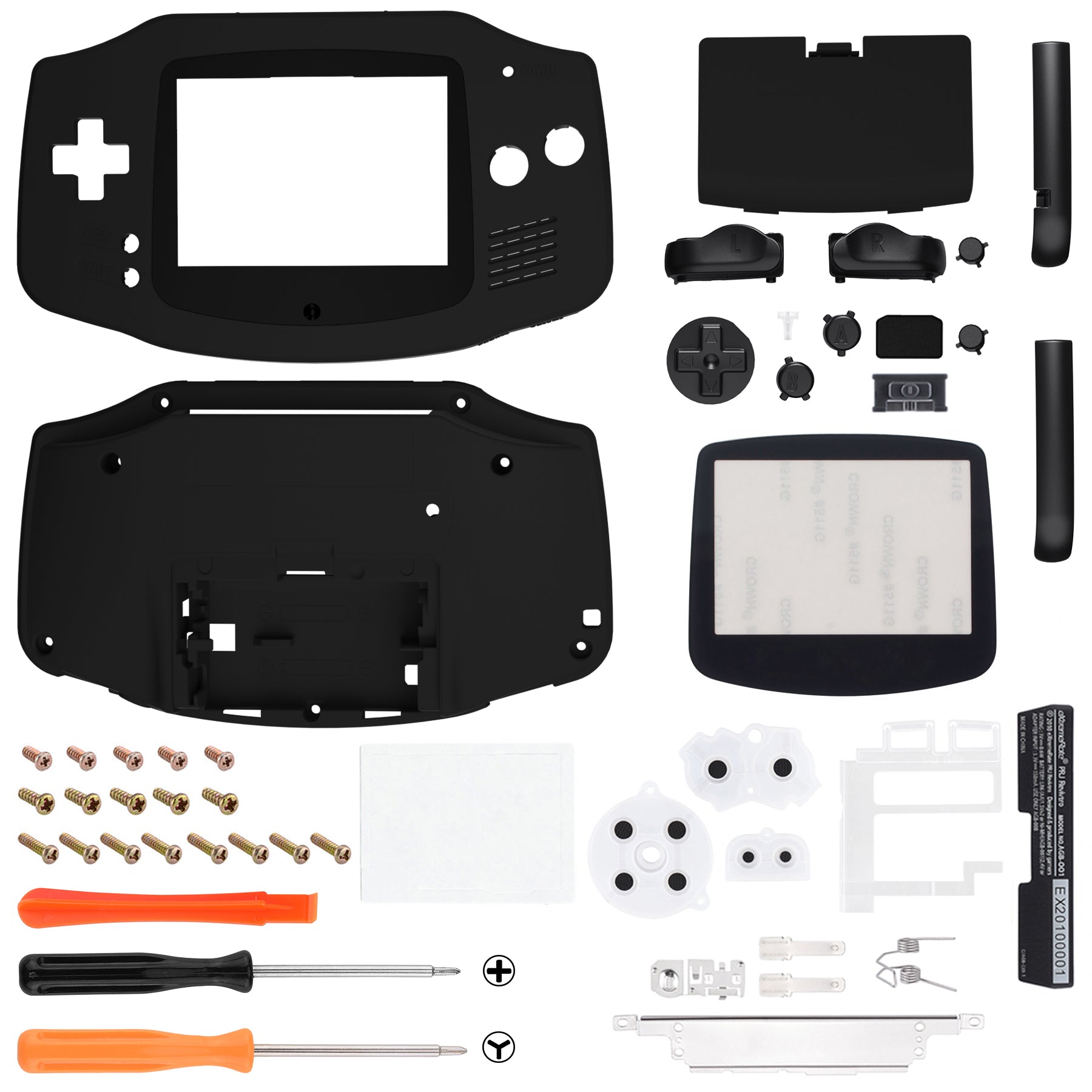 eXtremeRate IPS Ready Upgraded GBA Replacement Full Set Shells with Buttons for Gameboy Advance, Compatible with Both IPS & Standard LCD - Black eXtremeRate