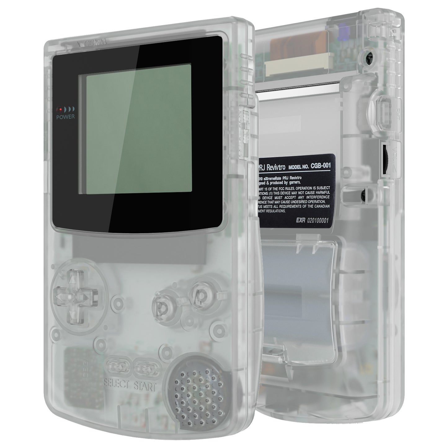eXtremeRate IPS対応アップグレード版 ゲームボーイカラー（GBC）用交換フルセットシェル＆ボタン＆ブラック保護スクリーンレンズ、GBC OSD IPS、通常IPS、標準LCD対応【暗闇で光る-グリーン】
