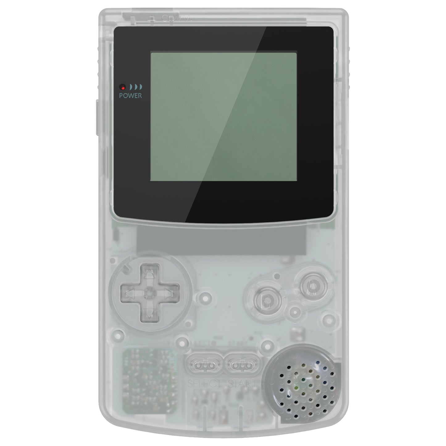 eXtremeRate IPS対応アップグレード版 ゲームボーイカラー（GBC）用交換フルセットシェル＆ボタン＆ブラック保護スクリーンレンズ、GBC OSD IPS、通常IPS、標準LCD対応【暗闇で光る-グリーン】