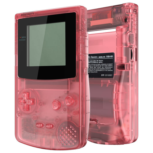 eXtremeRate IPS Ready Upgraded GBC Replacement Full Set Shells with Buttons & Black Screen Lens for Gameboy Color, Compatible with GBC OSD IPS & Regular IPS & Standard LCD - Cherry Pink eXtremeRate