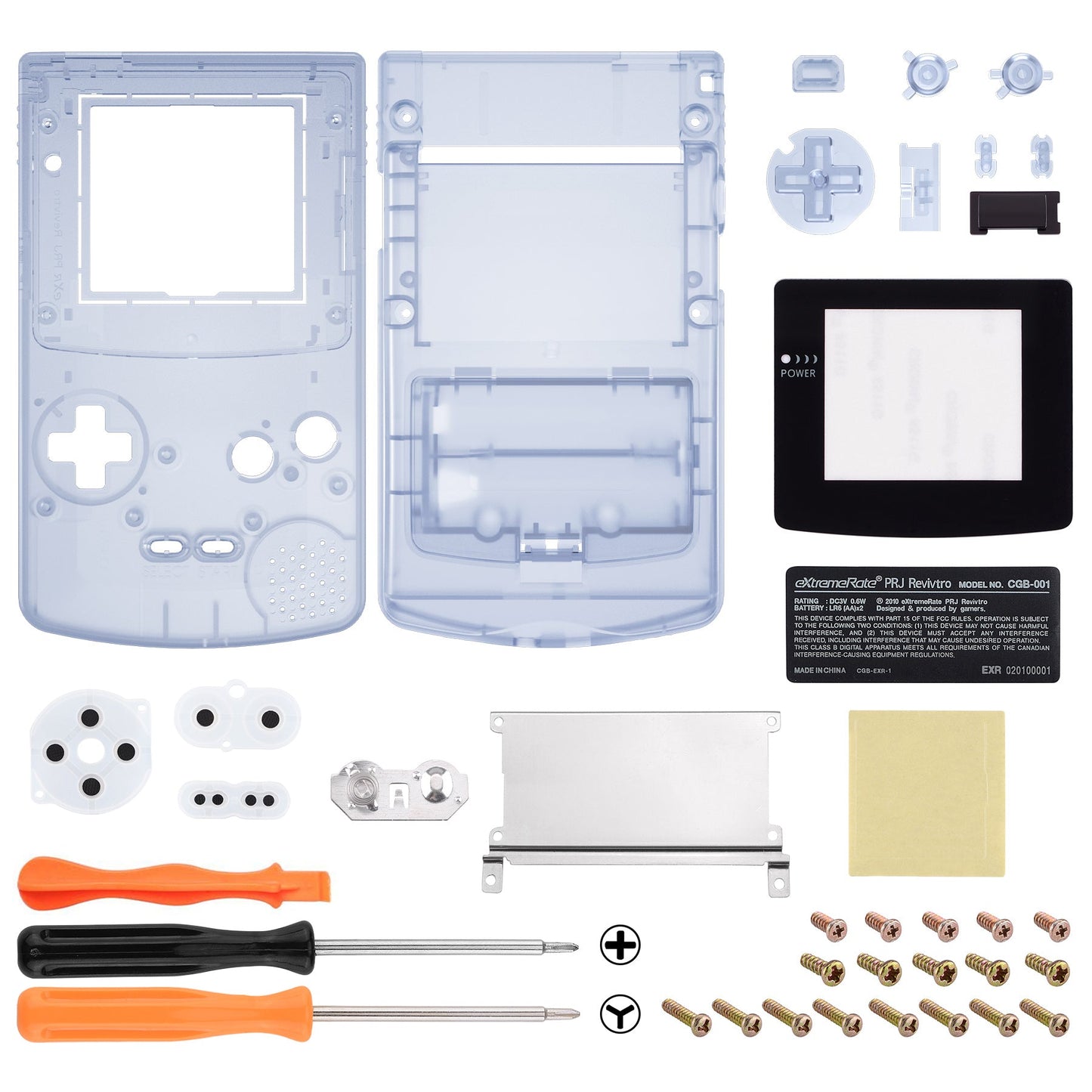 eXtremeRate IPS Ready Upgraded GBC Replacement Full Set Shells with Buttons for Gameboy Color, Compatible with GBC OSD IPS & Regular IPS & Standard LCD - Glacier Blue eXtremeRate