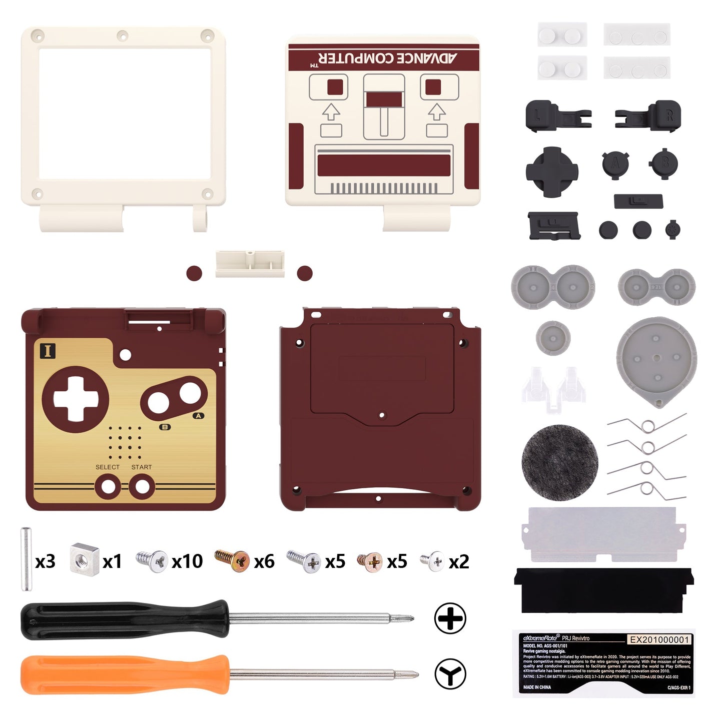 eXtremeRate IPS Ready Upgraded Replacement Full Set Shells with Buttons for Gameboy Advance SP GBA SP, Compatible with Both IPS & Standard LCD - Classic FC Style eXtremeRate