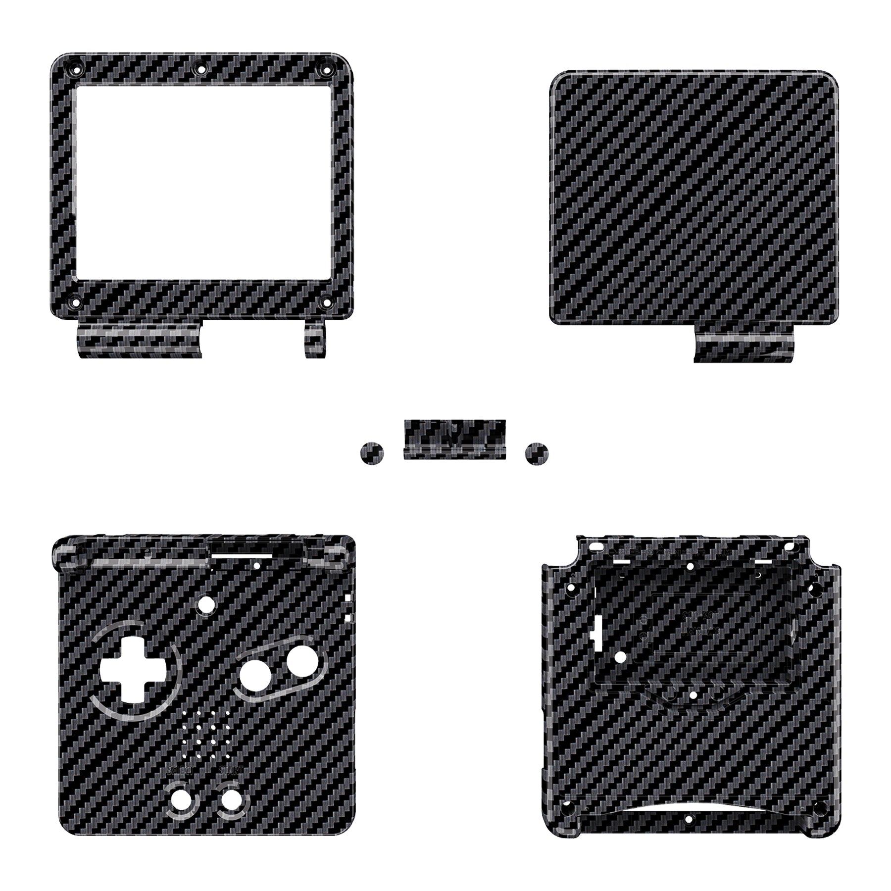 eXtremeRate IPS Ready Upgraded Replacement Full Set Shells with Buttons for Gameboy Advance SP GBA SP, Compatible with Both IPS & Standard LCD - Graphite Carbon Fiber eXtremeRate