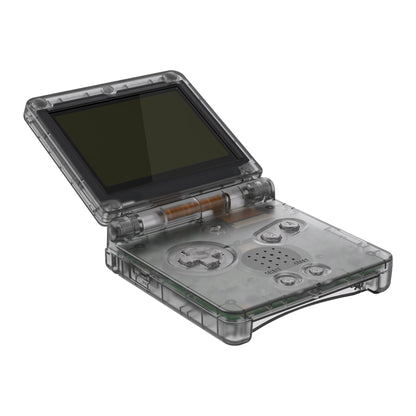 eXtremeRate IPS対応アップグレード版ゲームボーイアドバンスSP（GBA SP）用交換フルセットシェル＆ボタン、IPSおよび標準LCD両方に対応【クリアブラック】