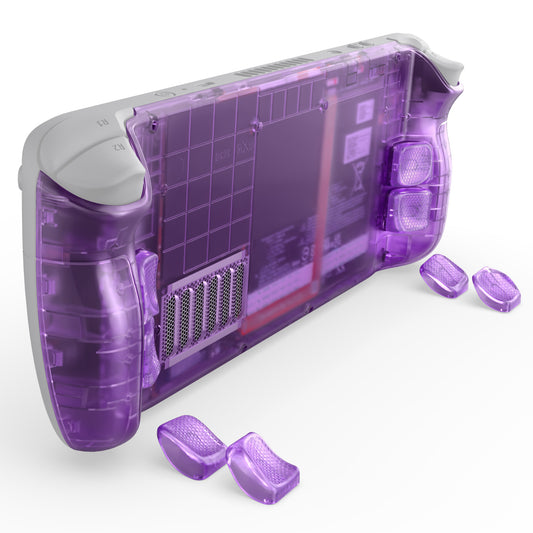 eXtremeRate Steam Deck LCD&OLED対応用交換式背面ボタン搭載ボトムシェル【クリアパープル】