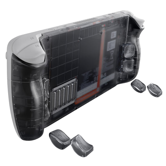 eXtremeRate Steam Deck LCD&OLED対応用交換式背面ボタン搭載ボトムシェル【クリアブラック】