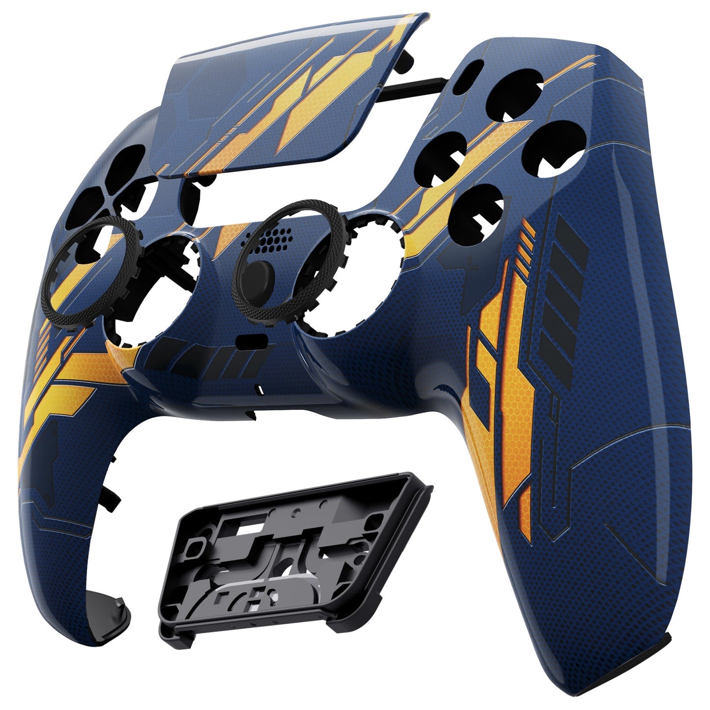 eXtremeRate LUNA Redesigned Replacement Front Shell with Touchpad Compatible with PS5 Controller BDM-010/020/030/040 - Glow in Dark Mecha - Orange eXtremeRate