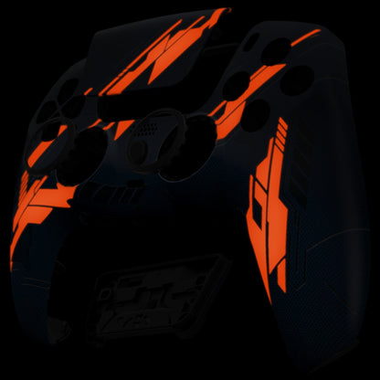 eXtremeRate LUNA Redesigned Replacement Front Shell with Touchpad Compatible with PS5 Controller BDM-010/020/030/040 - Glow in Dark Mecha - Orange eXtremeRate