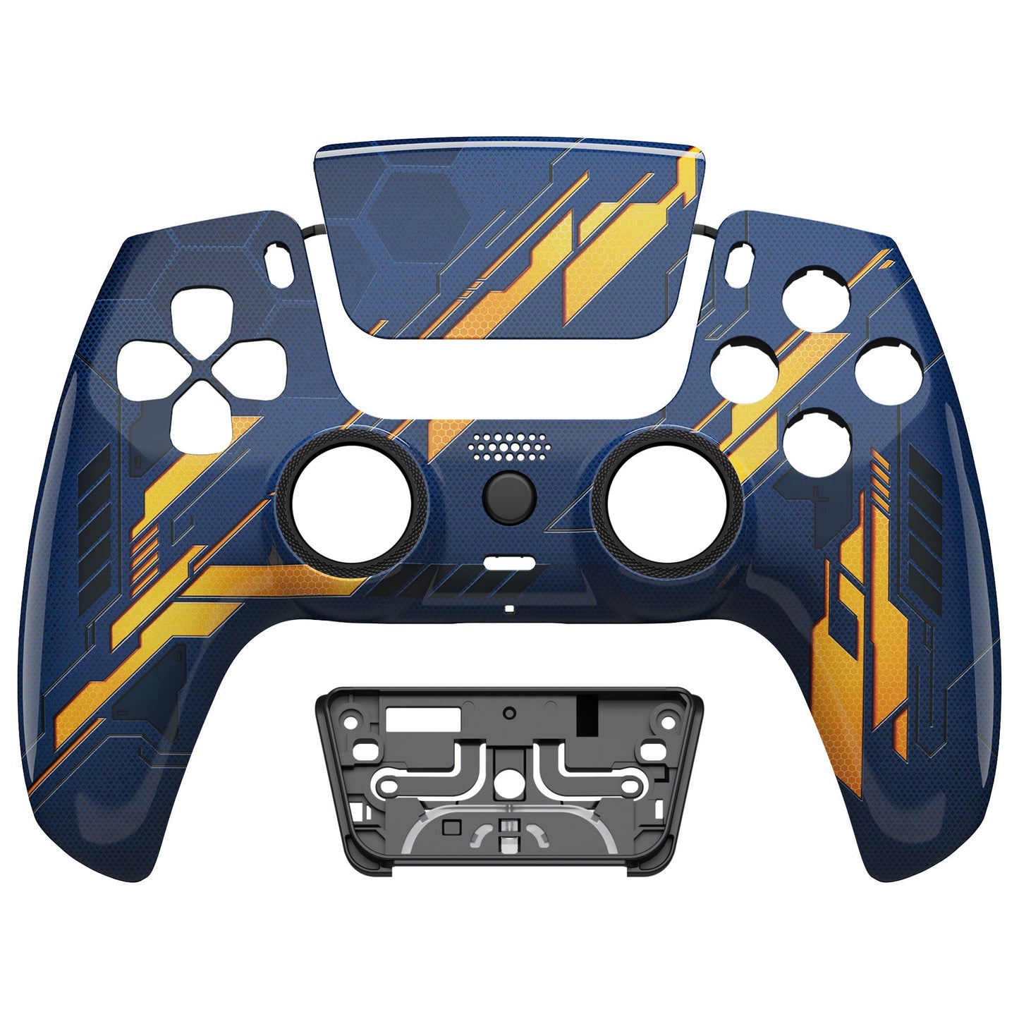 eXtremeRate LUNA Redesigned Replacement Front Shell with Touchpad Compatible with PS5 Controller BDM-010/020/030/040 - Glow in Dark Mecha - Orange eXtremeRate