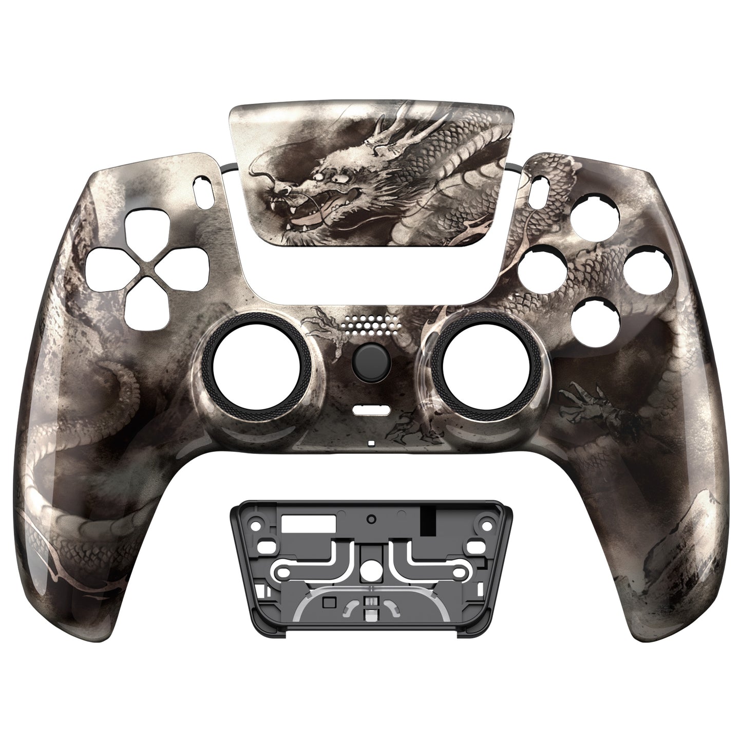 eXtremeRate PS5コントローラーBDM-010/020/030/040/050/060対応LUNA再設計交換対応用フロントシェル＆タッチパッド【墨龍】