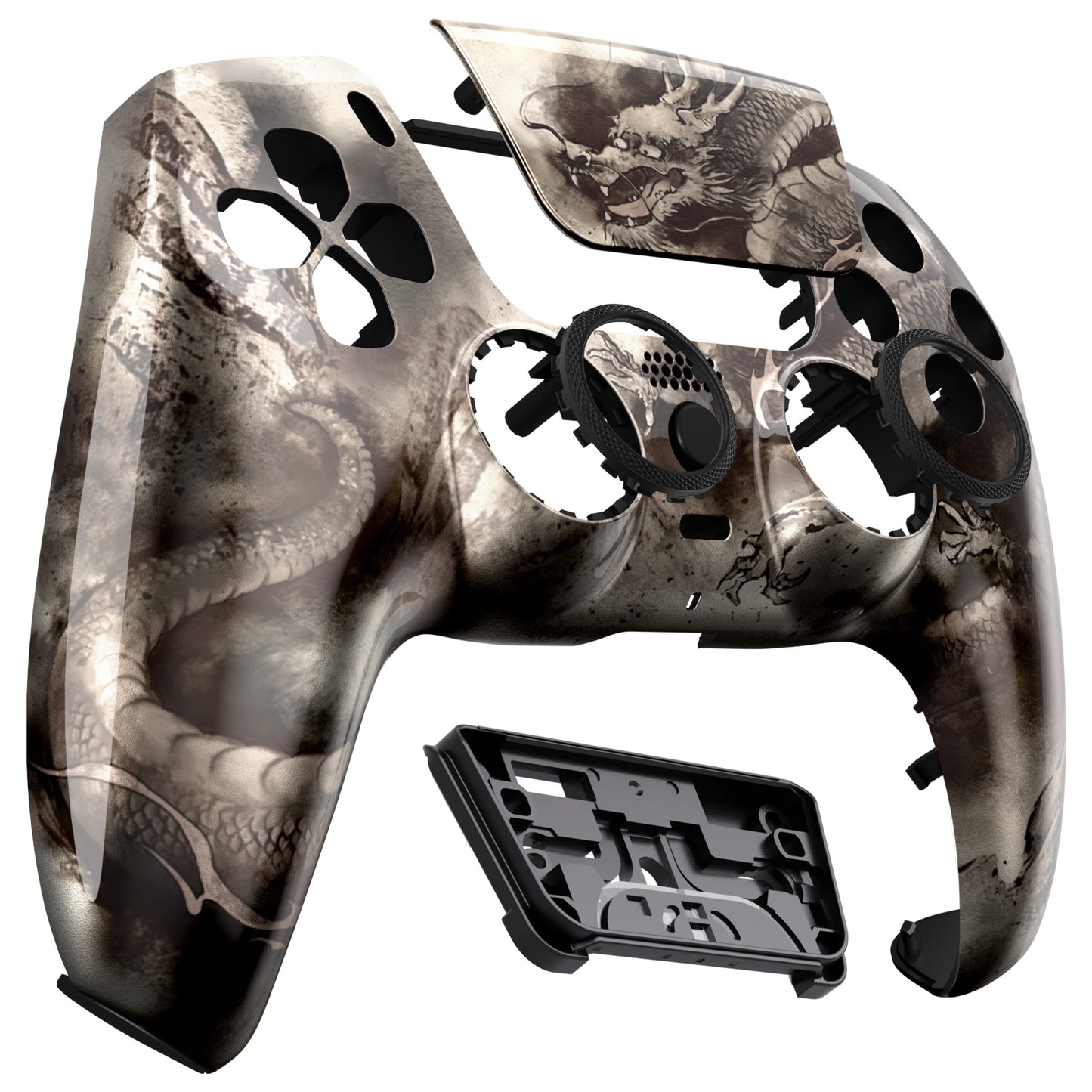 eXtremeRate PS5コントローラーBDM-010/020/030/040/050/060対応LUNA再設計交換対応用フロントシェル＆タッチパッド【墨龍】