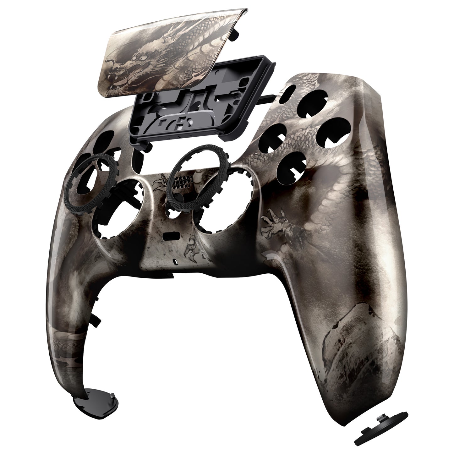 eXtremeRate PS5コントローラーBDM-010/020/030/040/050/060対応LUNA再設計交換対応用フロントシェル＆タッチパッド【墨龍】