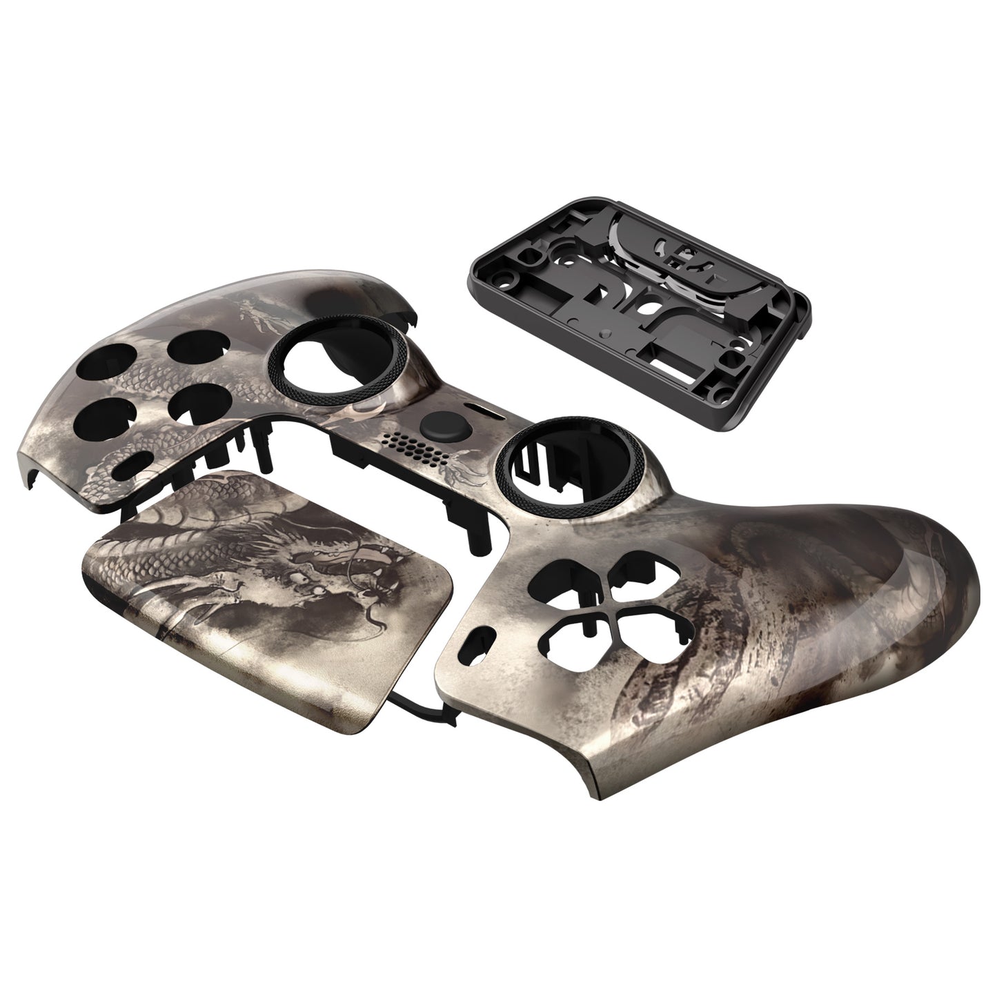 eXtremeRate PS5コントローラーBDM-010/020/030/040/050/060対応LUNA再設計交換対応用フロントシェル＆タッチパッド【墨龍】
