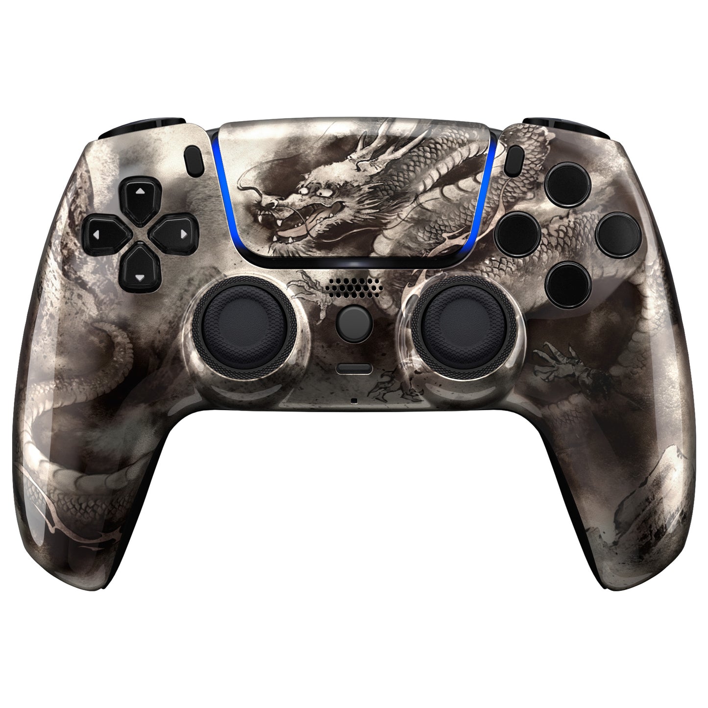 eXtremeRate PS5コントローラーBDM-010/020/030/040/050/060対応LUNA再設計交換対応用フロントシェル＆タッチパッド【墨龍】