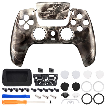 eXtremeRate PS5コントローラーBDM-010/020/030/040/050/060対応LUNA再設計交換対応用フロントシェル＆タッチパッド【墨龍】