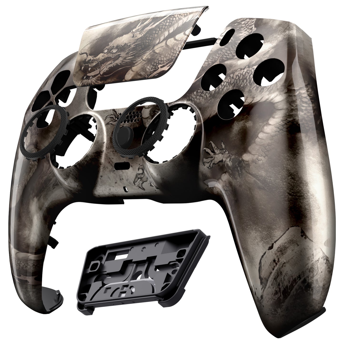 eXtremeRate PS5コントローラーBDM-010/020/030/040/050/060対応LUNA再設計交換対応用フロントシェル＆タッチパッド【墨龍】