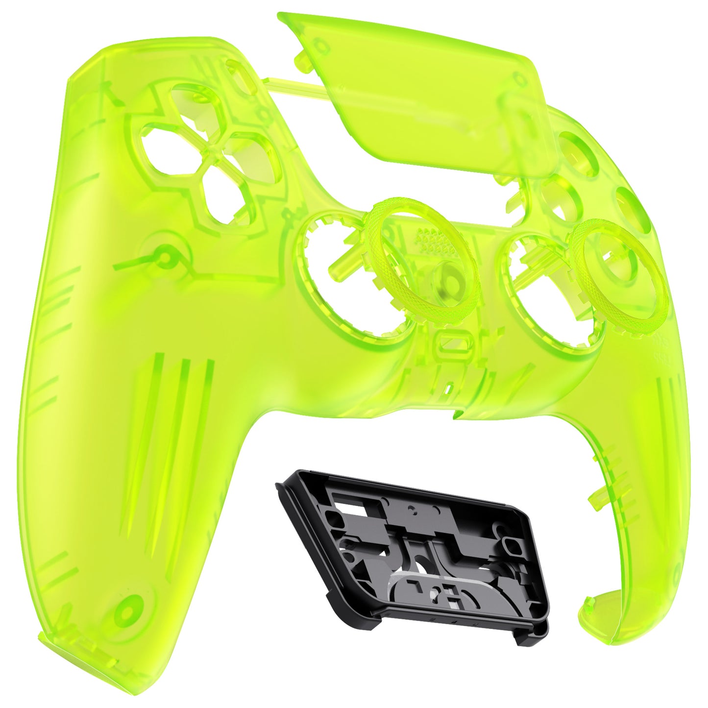 eXtremeRate PS5コントローラーBDM-010/020/030/040/050対応LUNA再設計交換対応用フロントシェル＆タッチパッド【クリアライムグリーン】