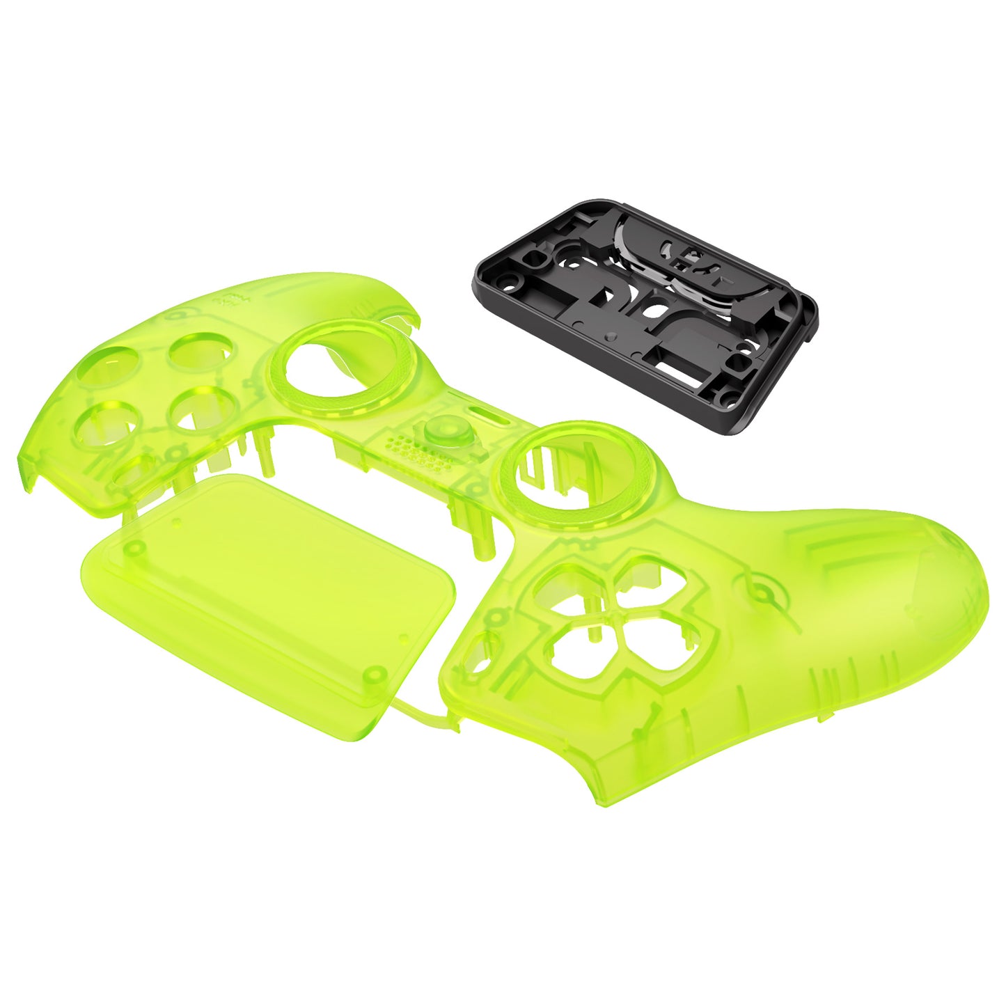 eXtremeRate PS5コントローラーBDM-010/020/030/040/050対応LUNA再設計交換対応用フロントシェル＆タッチパッド【クリアライムグリーン】
