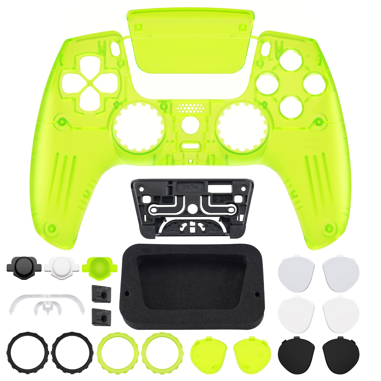 eXtremeRate PS5コントローラーBDM-010/020/030/040/050対応LUNA再設計交換対応用フロントシェル＆タッチパッド【クリアライムグリーン】
