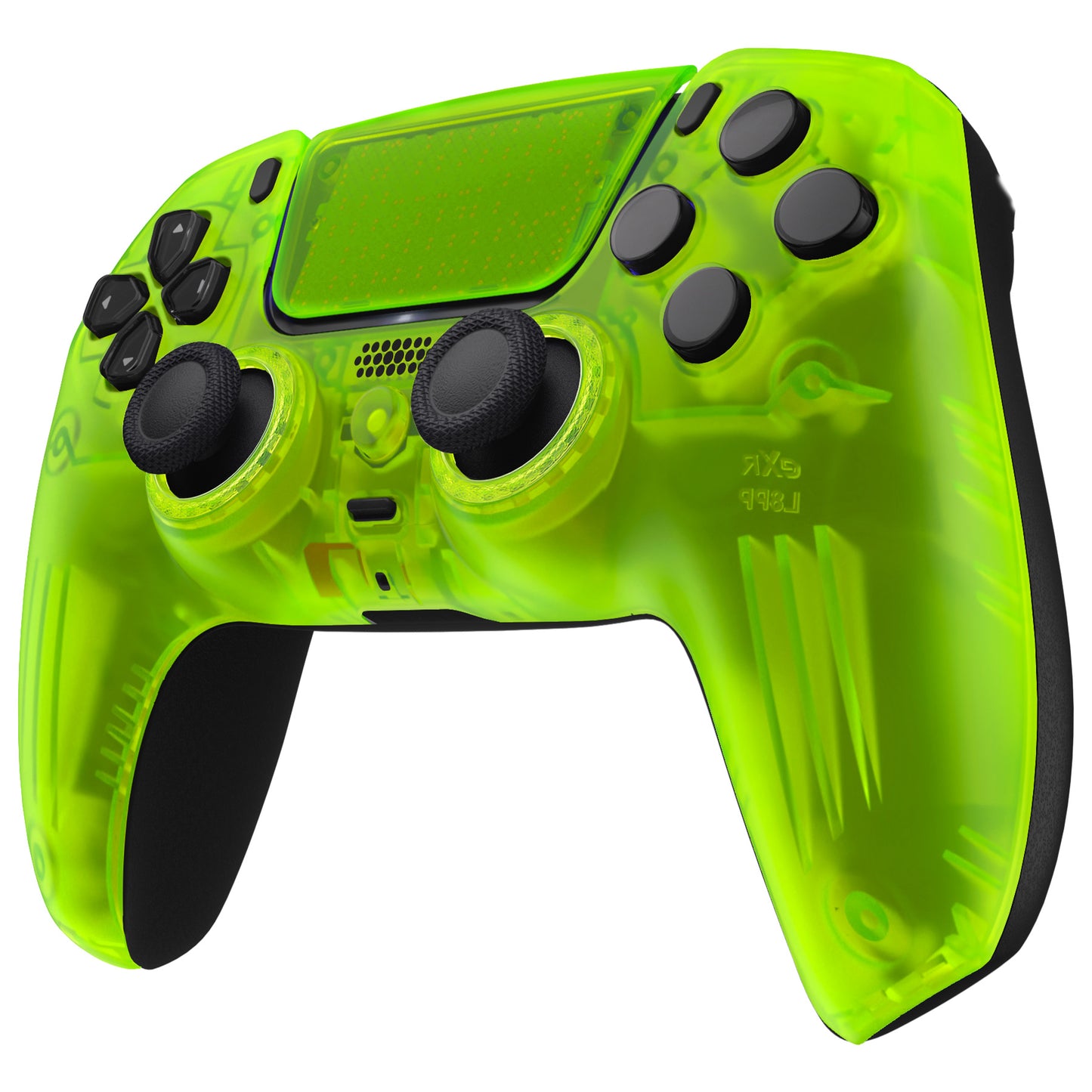 eXtremeRate PS5コントローラーBDM-010/020/030/040/050対応LUNA再設計交換対応用フロントシェル＆タッチパッド【クリアライムグリーン】