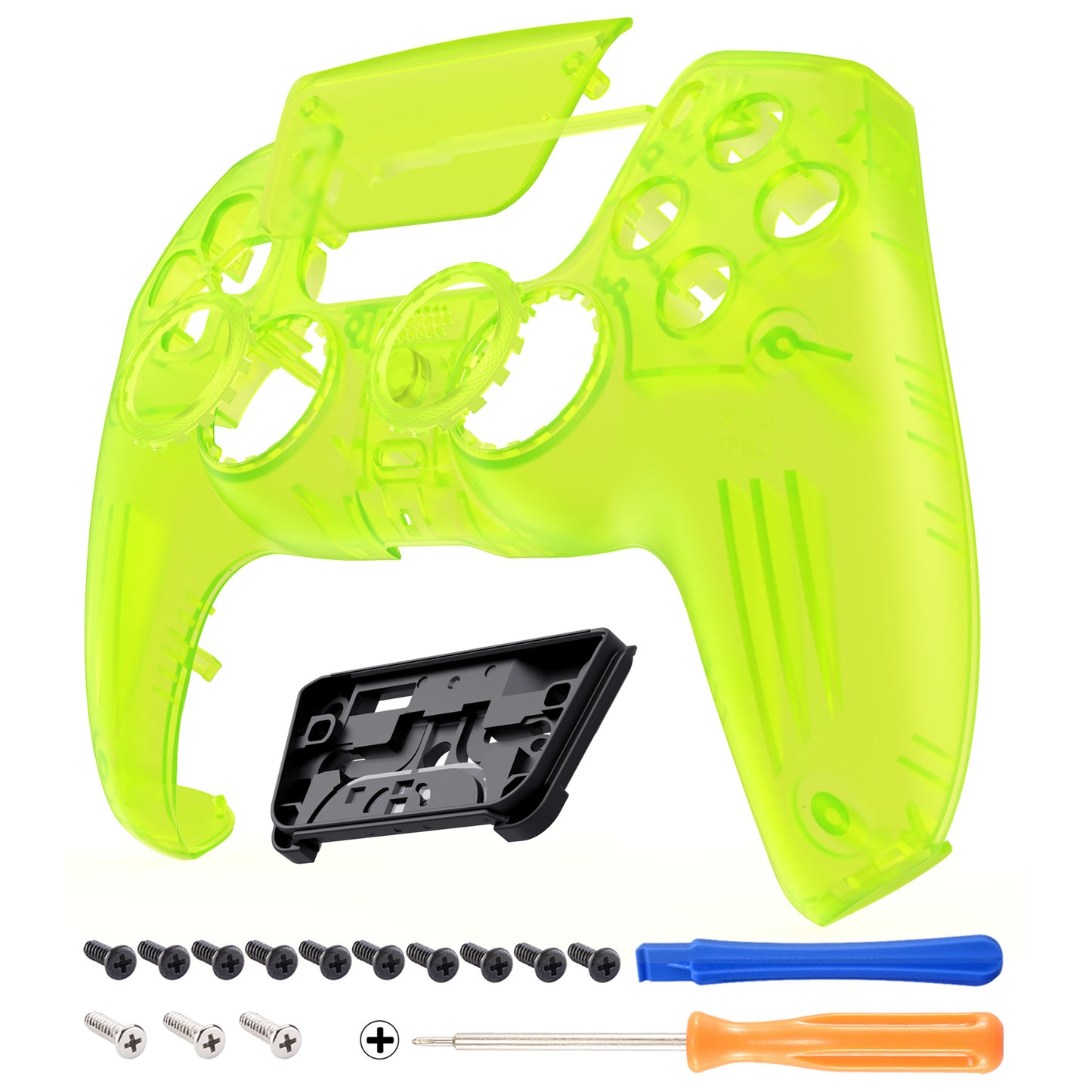 eXtremeRate PS5コントローラーBDM-010/020/030/040/050対応LUNA再設計交換対応用フロントシェル＆タッチパッド【クリアライムグリーン】