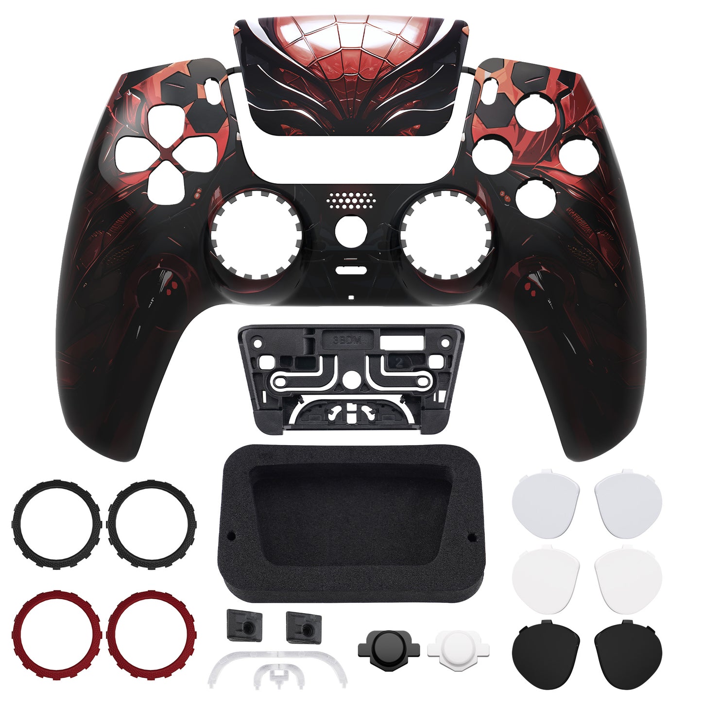 eXtremeRate PS5コントローラーBDM-010/020/030/040/050/060対応LUNA再設計交換対応用フロントシェル＆タッチパッド【マシンスパイダー】