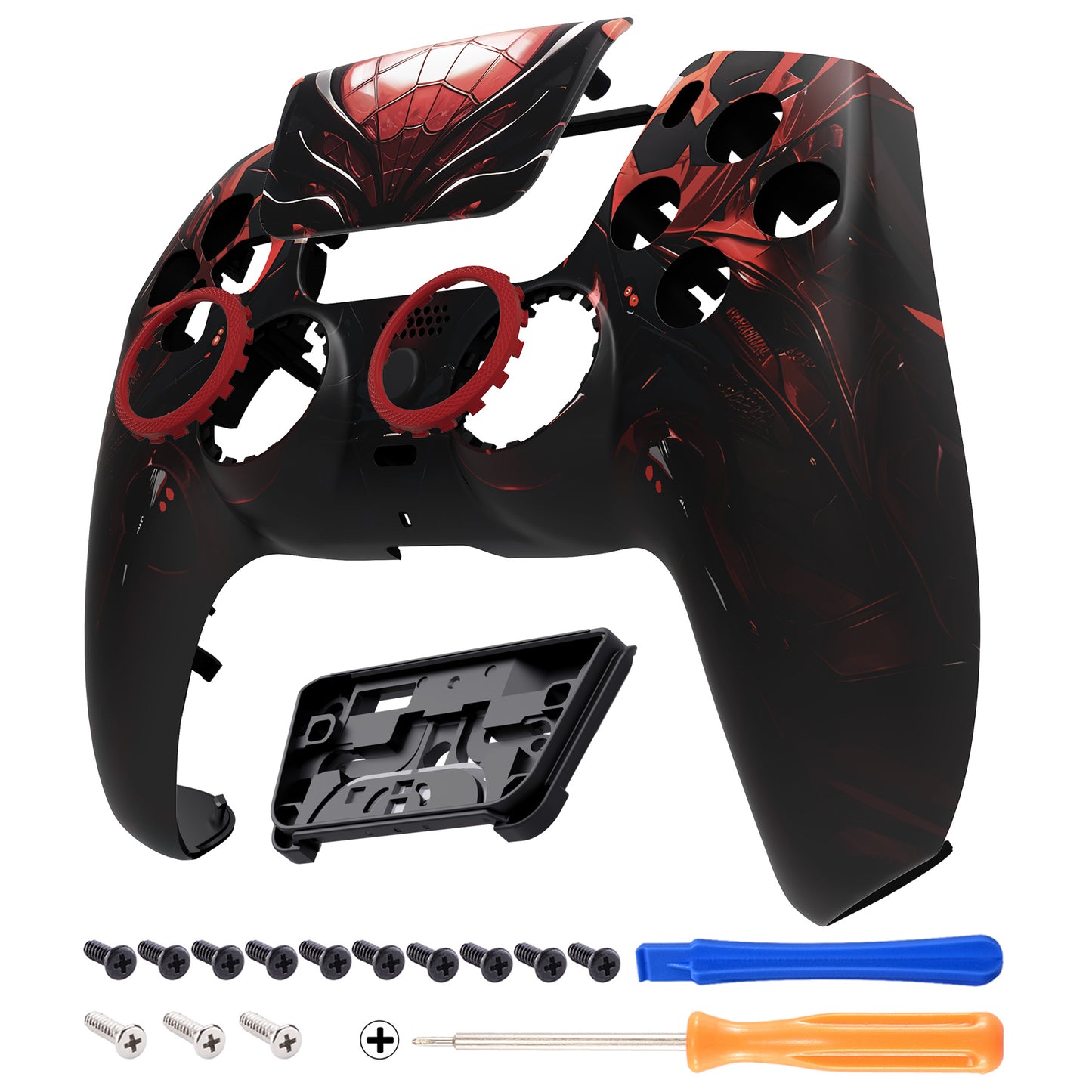 eXtremeRate PS5コントローラーBDM-010/020/030/040/050/060対応LUNA再設計交換対応用フロントシェル＆タッチパッド【マシンスパイダー】