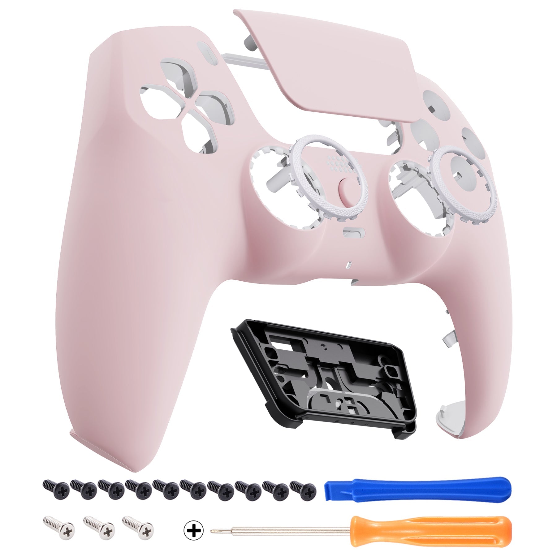 eXtremeRate LUNA Redesigned Replacement Front Shell with Touchpad Compatible with PS5 Controller BDM-010 BDM-020 BDM-030 - Cherry Blossoms Pink eXtremeRate