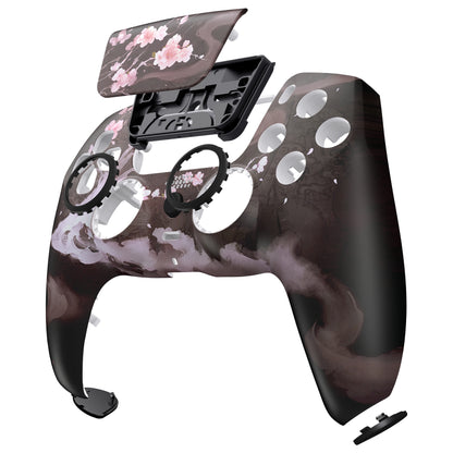 eXtremeRate PS5コントローラーBDM-010/020/030/040/050対応LUNA再設計交換対応用フロントシェル＆タッチパッド【暗闇に咲く花】