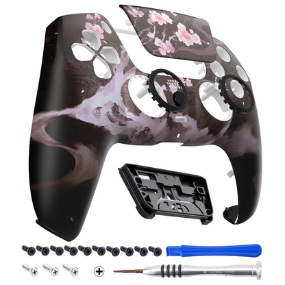 eXtremeRate PS5コントローラーBDM-010/020/030/040/050対応LUNA再設計交換対応用フロントシェル＆タッチパッド【暗闇に咲く花】