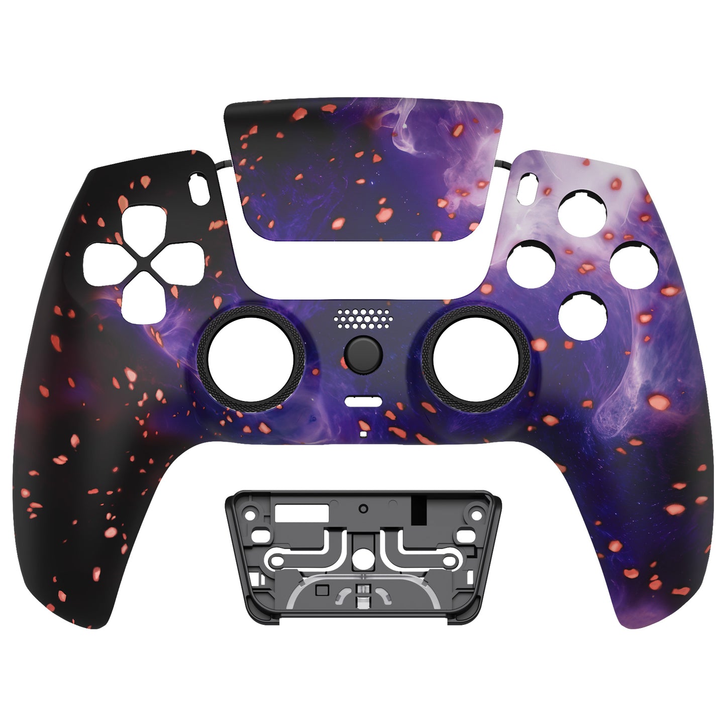 eXtremeRate PS5コントローラーBDM-010/020/030/040/050対応LUNA再設計交換対応用フロントシェル＆タッチパッド【蓄光仕様 ダークマター風】